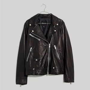 Madewell Washed Leather Oversized Motorcycle Jacket